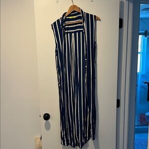 Navy and White Striped Sleeveless Shirt